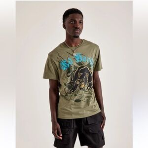 NWT ED HARDY Men's Crouching Panther Graphic T-Shirt Size L Olive